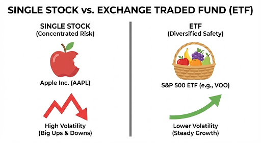 Comparison between ETFs and individual stock